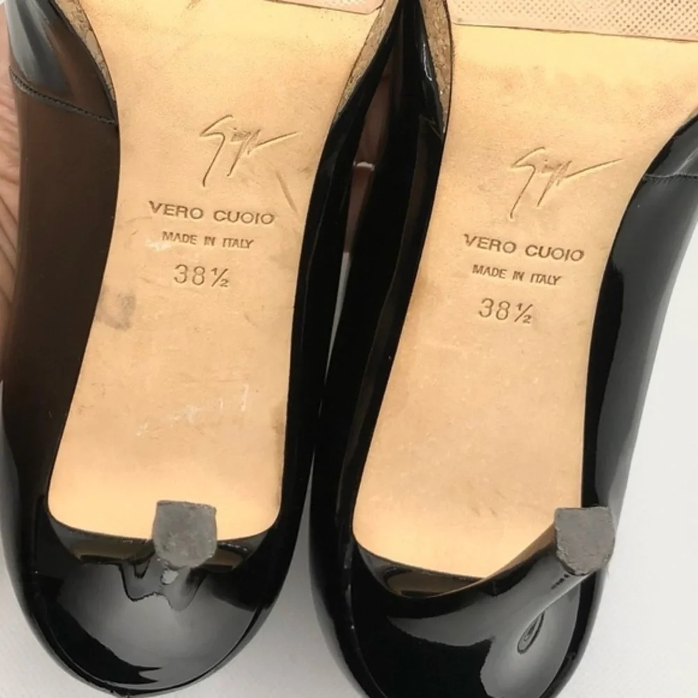🌺GIUSEPPE ZANOTTI 🌺 Patent black patent cork Platforms pumps US 8.5